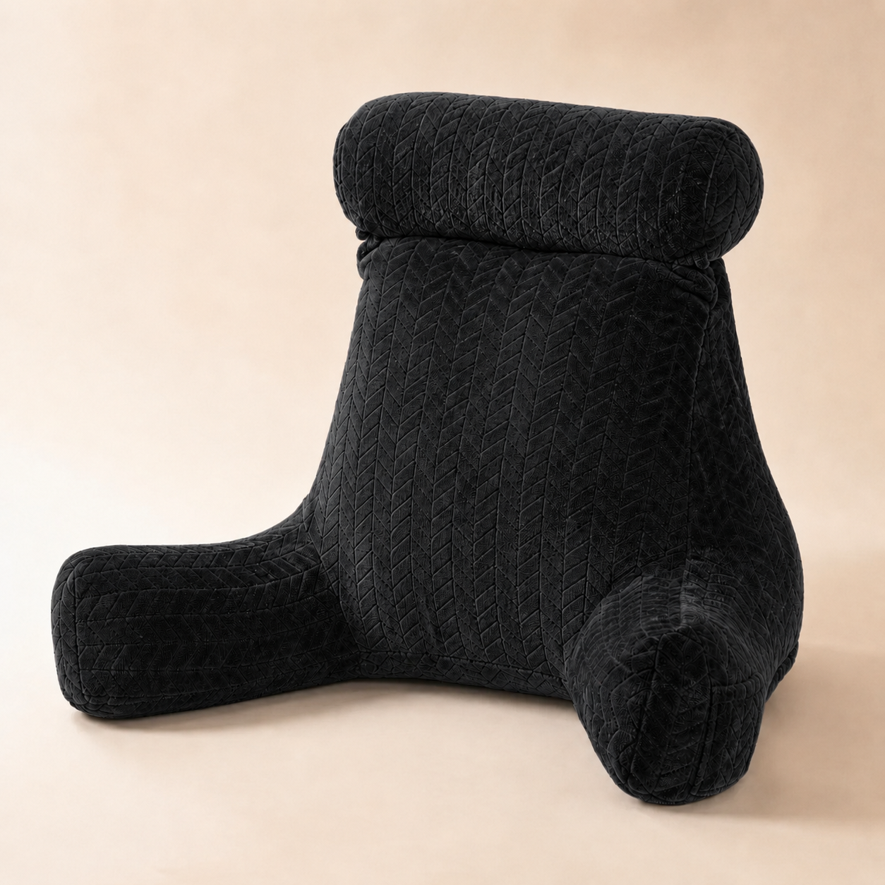 Coussin de lecture en velours avec accoudoirs