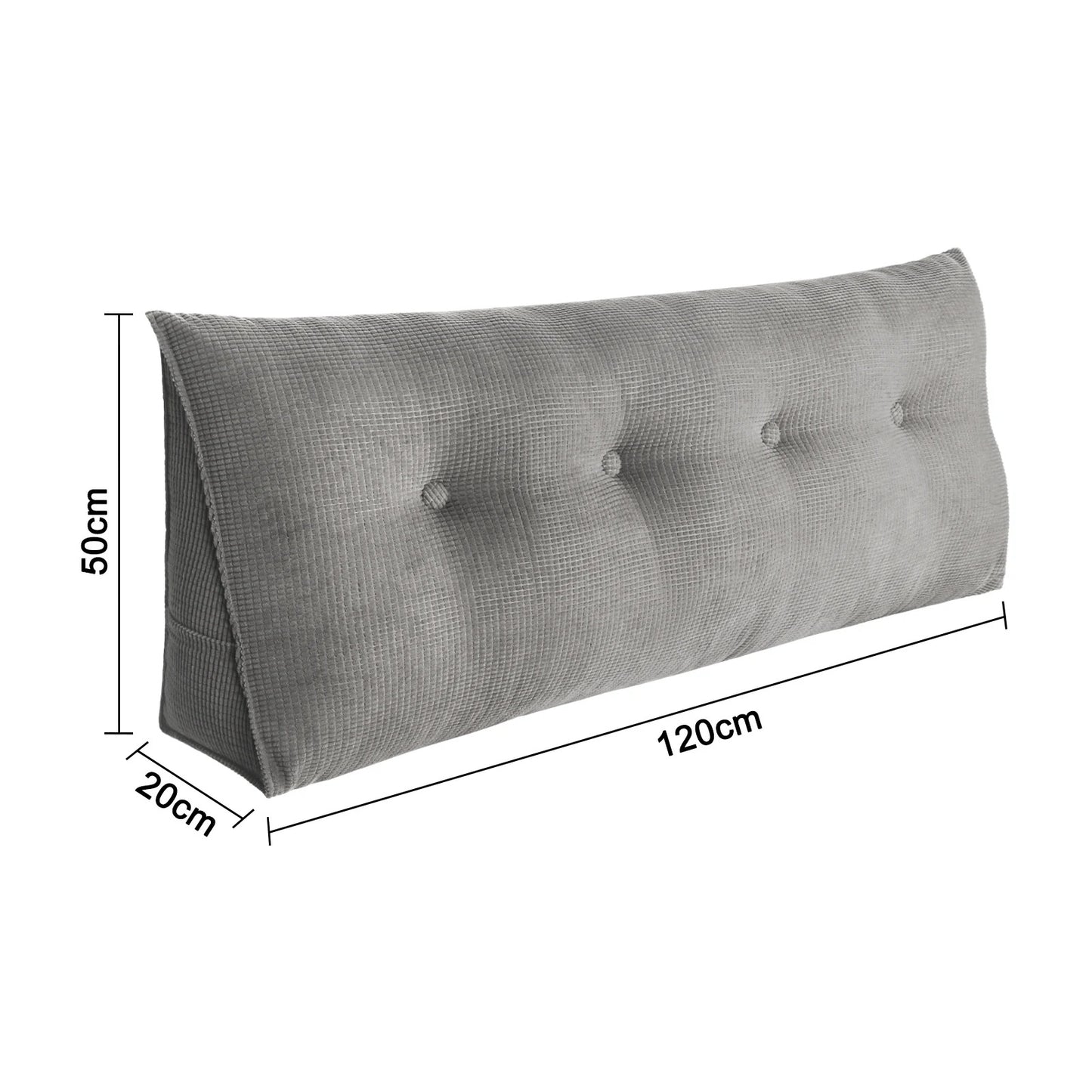 Coussin de lecture lombaire long en polaire – cale dos pour lit et canapé – gris, 120 à 200 cm