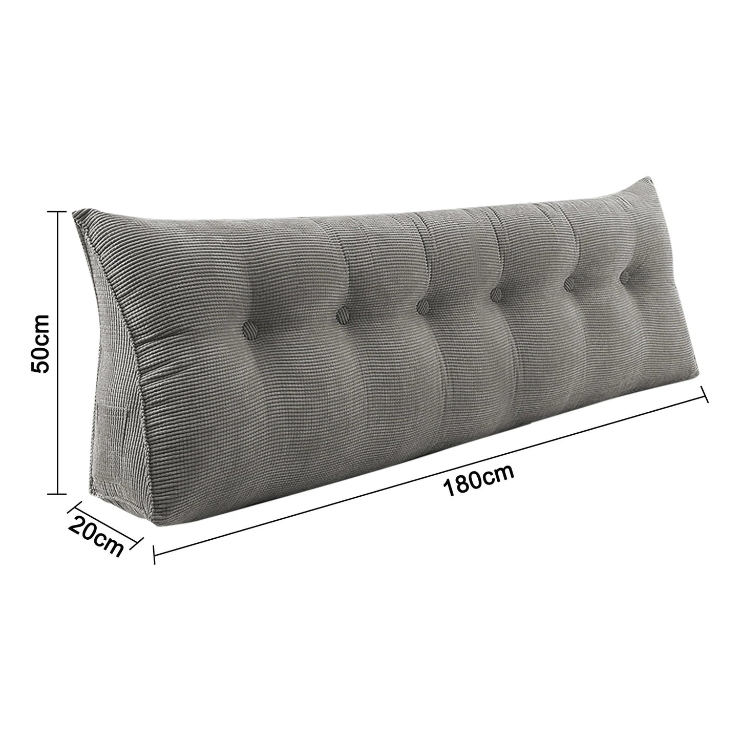 Coussin de lecture lombaire long en polaire – cale dos pour lit et canapé – gris, 120 à 200 cm