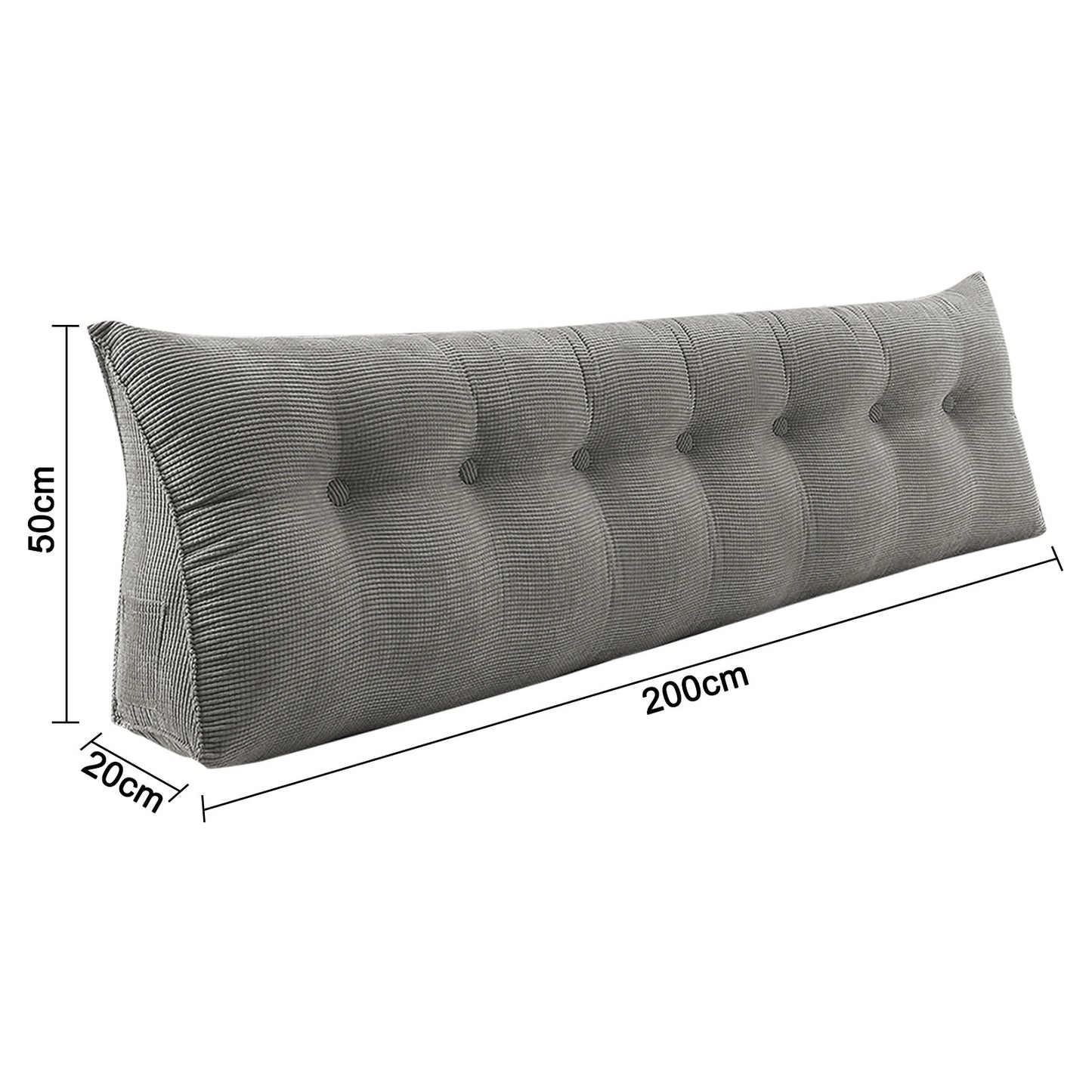 Coussin de lecture lombaire long en polaire – cale dos pour lit et canapé – gris, 120 à 200 cm