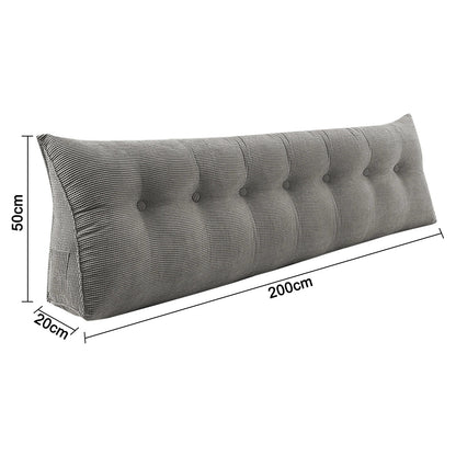 Coussin de lecture lombaire long en polaire – cale dos pour lit et canapé – gris, 120 à 200 cm