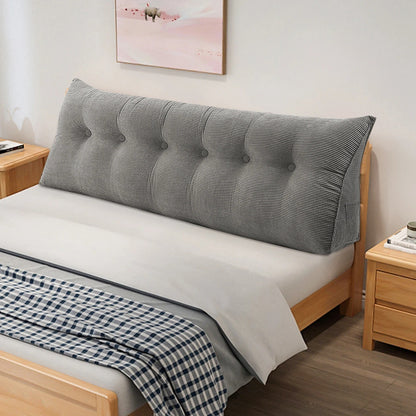 Coussin de lecture lombaire long en polaire – cale dos pour lit et canapé – gris, 120 à 200 cm