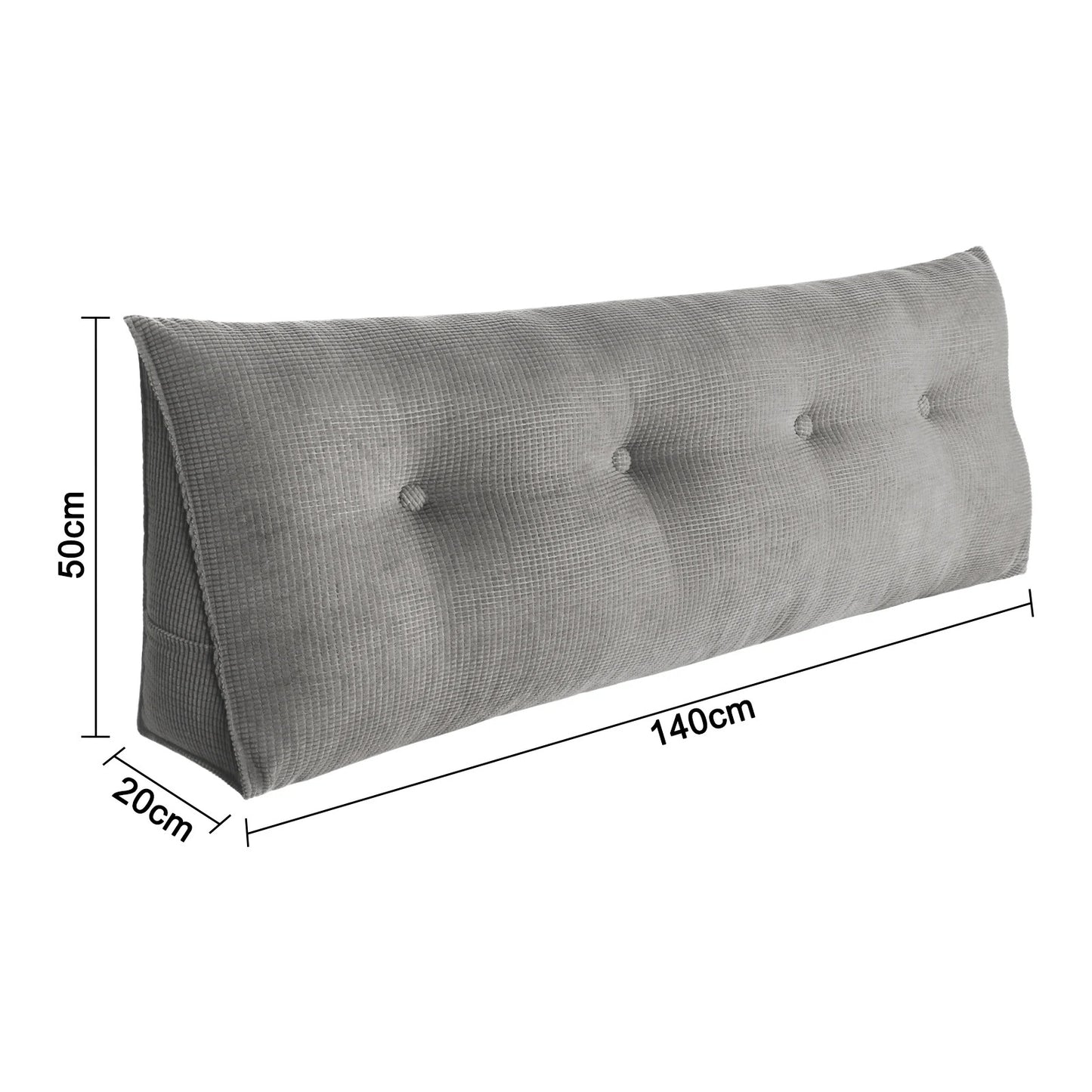 Coussin de lecture lombaire long en polaire – cale dos pour lit et canapé – gris, 120 à 200 cm