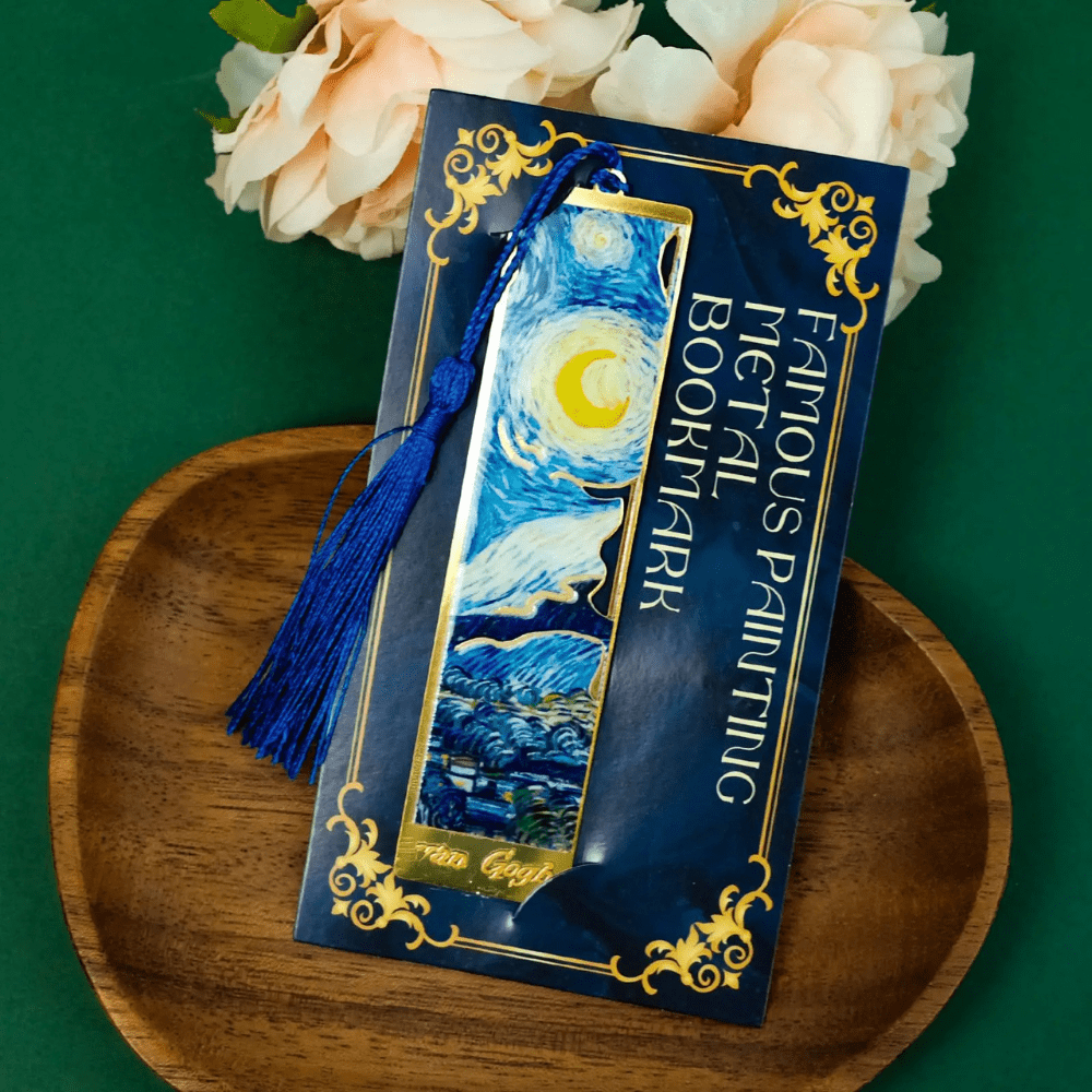 Paradis du lecteur - Marque en métal | Peinture florale retro Lune