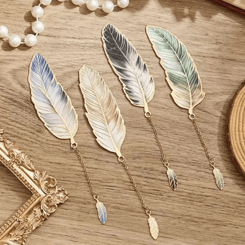 PDL ® - Marque-page en métal | Plume avec pendentif
