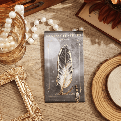 PDL ® - Marque-page en métal | Plume avec pendentif Noir