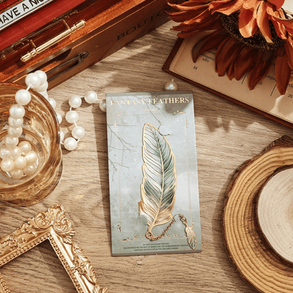 PDL ® - Marque-page en métal | Plume avec pendentif Vert
