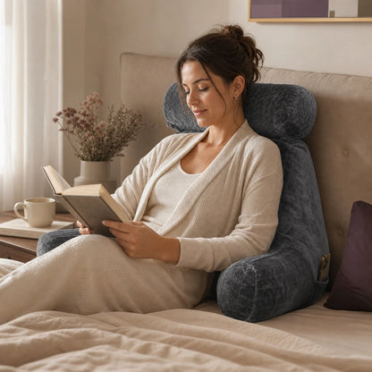 Coussin de lecture en velours avec accoudoirs
