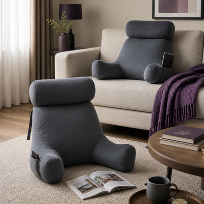 Coussin de lecture avec accoudoirs et poche