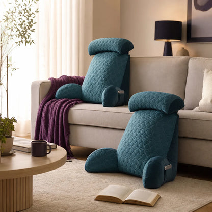 Coussin de lecture à mémoire de forme avec poches