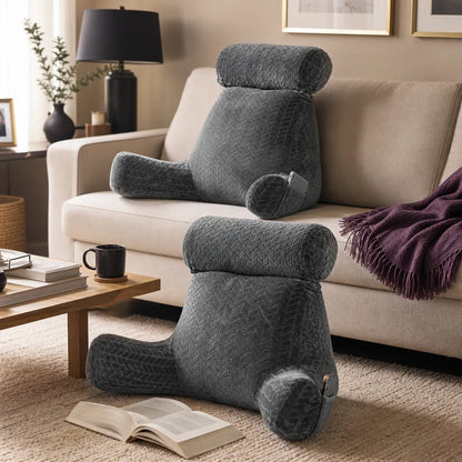 Coussin de lecture en velours avec accoudoirs